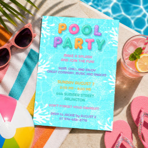 Poolparty Sommerferien Geburtstagseinladung Einladung