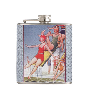 Poolparty Vintage Schwimmen Sommer Flachmann