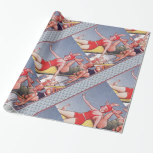 Poolparty Vintage Schwimmen Sommer Geschenkpapier