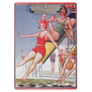 Poolparty Vintage Schwimmen Sommer Klemmbrett