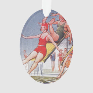 Poolparty Vintage Schwimmen Sommer Ornament