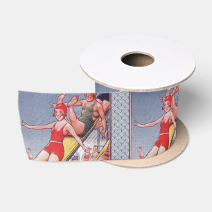 Poolparty Vintage Schwimmen Sommer Satinband