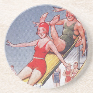 Poolparty Vintage Schwimmen Sommer Untersetzer