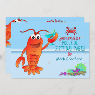 POOLSIDE BIRTHDAY PARTY INVITATION - Hummer/Drink Einladung
