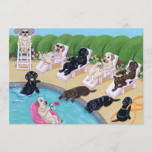 Poolside-Party Labradors Malerei Einladung