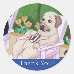 Poolside Party Labradors Malerei Runder Aufkleber