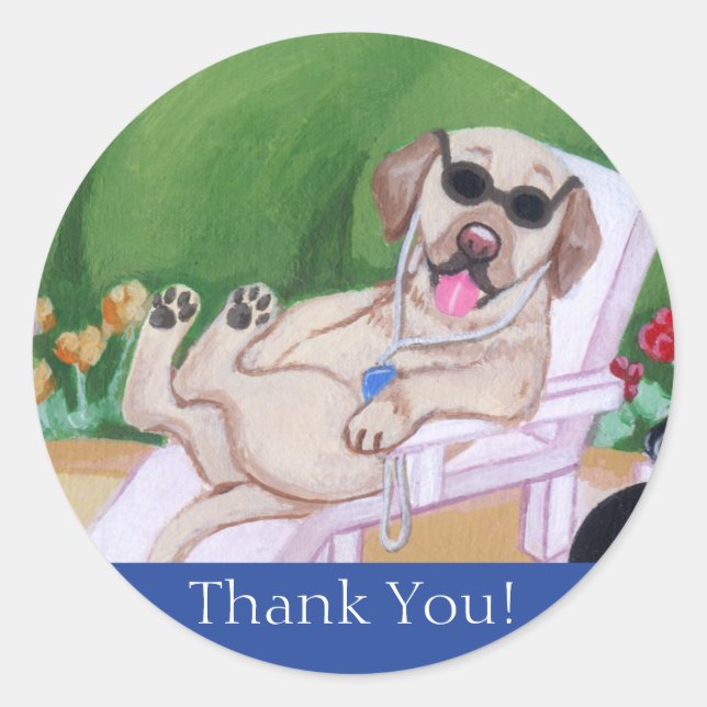 Poolside Party Labradors Malerei Runder Aufkleber (Vorderseite)