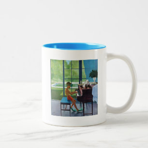 Poolside Piano Praxis Zweifarbige Tasse