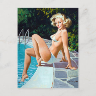Poolside Pin Up Postkarte
