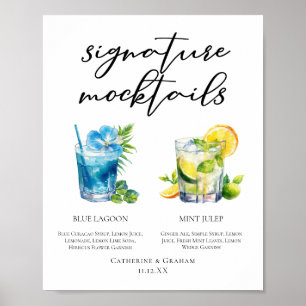 Poolside Signature Mocktails Sommer-Menü Poster