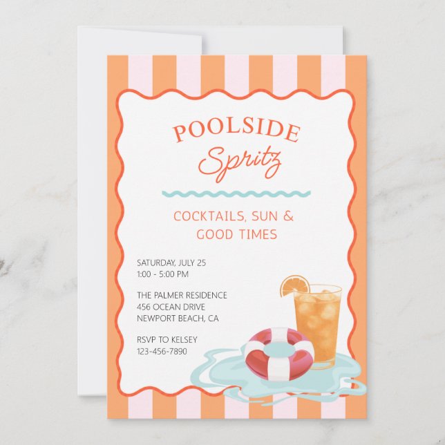 Poolside Spritz Party Einladung (Vorderseite)