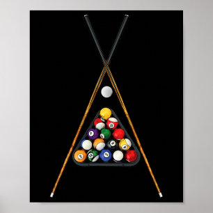 Poolspieler Rackstöcke Cue Ball Billiard Kunst Poster