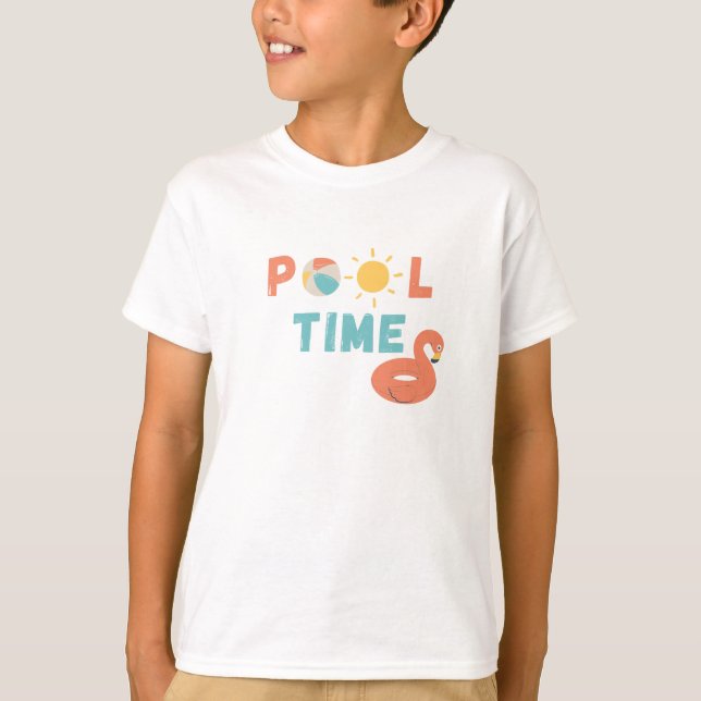 Poolzeit. Kinder T-Shirt (Vorderseite)