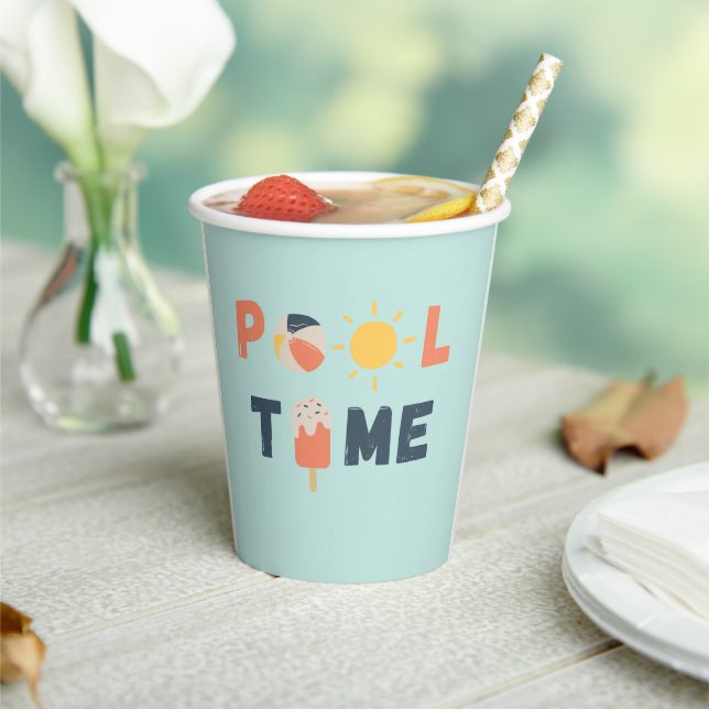 Poolzeit. Party Cups & Supplier Pappbecher (In Situ)