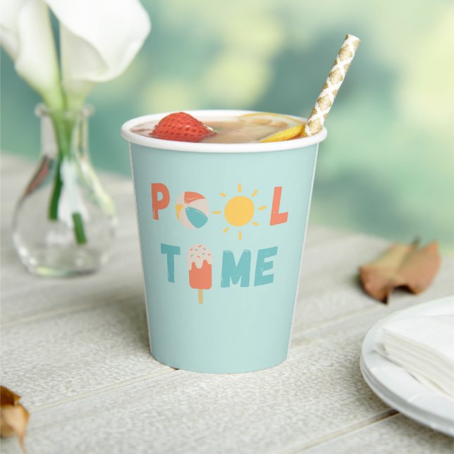 Poolzeit. Party Cups & Supplier Pappbecher (In Situ)