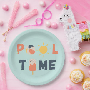 Poolzeit. Party-Teller und -Lieferungen Pappteller
