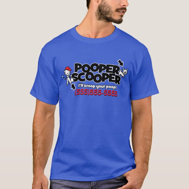 Pooper Scooper.Pet Abfallentsorgung .1 oder 2 Seit T-Shirt (Vorderseite)