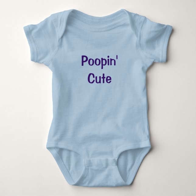 Poopin' Niedlicher Blauer Baby Boy Romper Newborn Baby Strampler (Vorderseite)