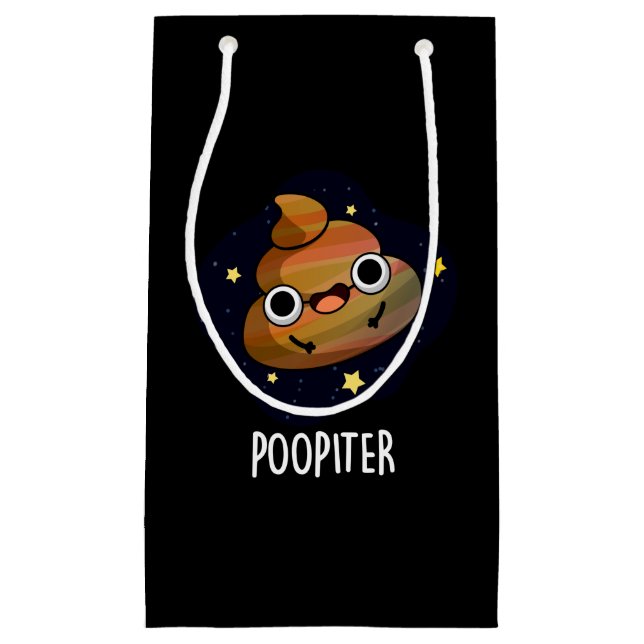 Poopiter Funny Planet Jupiter Pun Dark BG Kleine Geschenktüte (Vorderseite)
