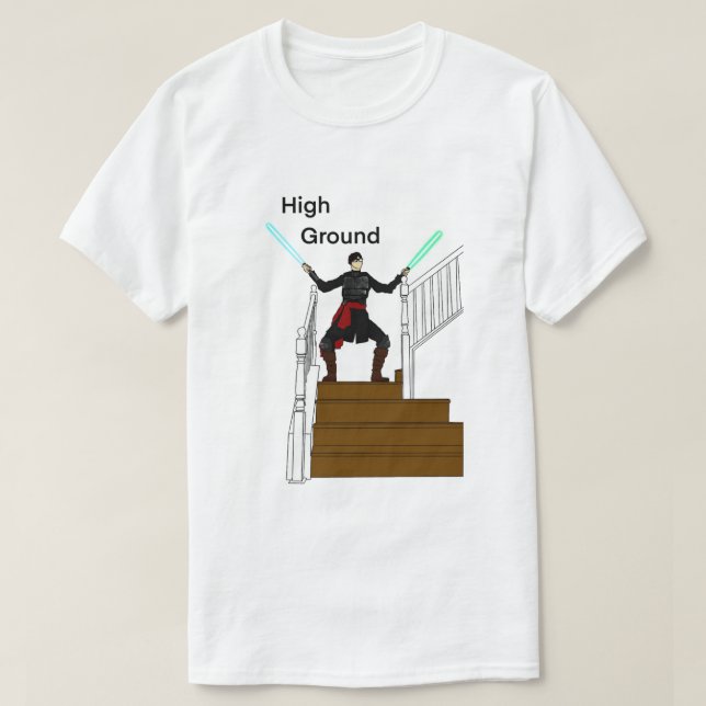 PoorSorry4aJedi High Ground White T - Shirt  (Design vorne)