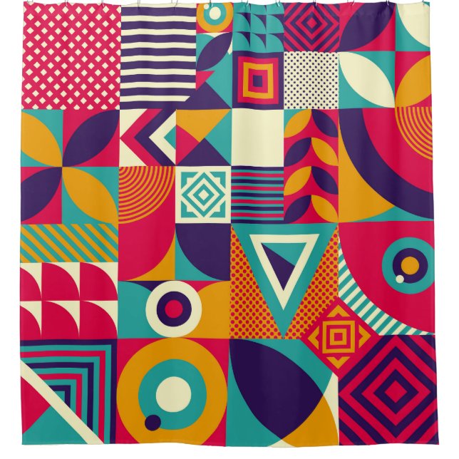 Pop abstrakte geometrische Formen, nahtlose Muster Duschvorhang (Vorderseite)