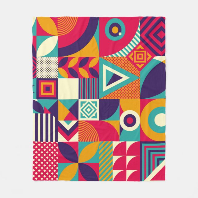 Pop abstrakte geometrische Formen, nahtlose Muster Fleecedecke (Vorderseite)