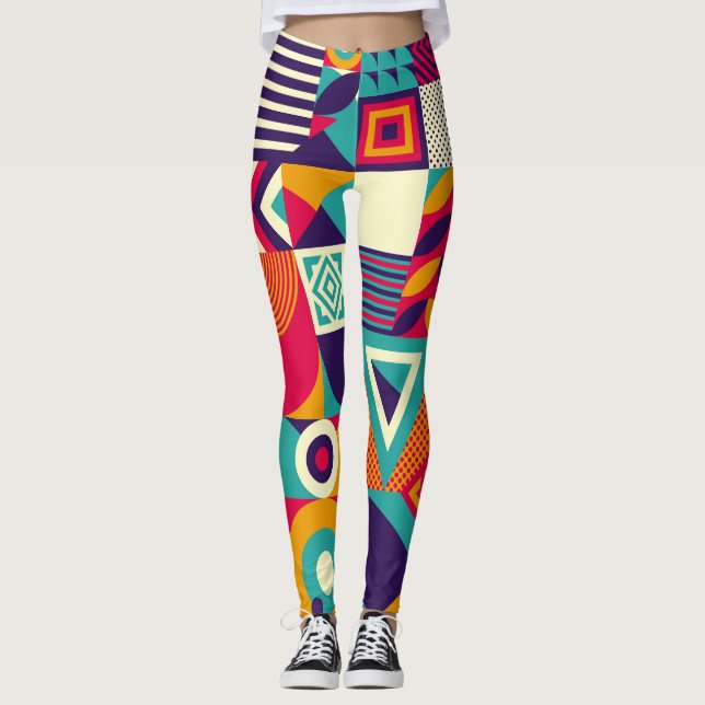 Pop abstrakte geometrische Formen, nahtlose Muster Leggings (Vorderseite)