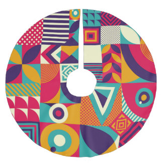 Pop abstrakte geometrische Formen, nahtlose Muster Polyester Weihnachtsbaumdecke