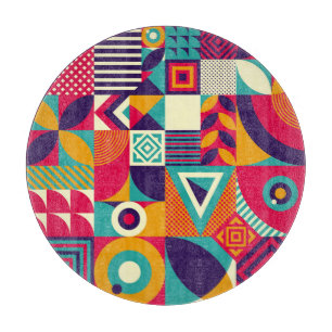 Pop abstrakte geometrische Formen, nahtlose Muster Schneidebrett