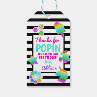 Pop am Geburtstag Einladung, Pop Fidget Einladung, Geschenkanhänger