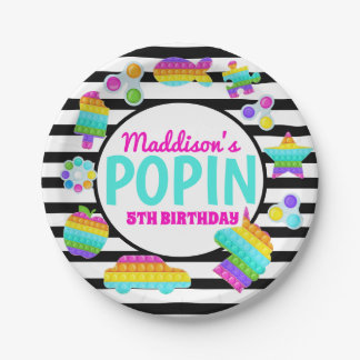 Pop am Geburtstag Einladung, Pop Fidget Einladung, Pappteller