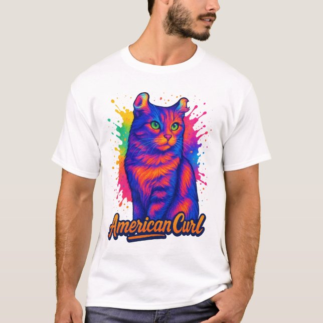 Pop American Curl Cat T-Shirt (Vorderseite)
