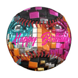Pop-Art 3D-Mosaik-Gesicht - lebendige Pixel-Würfel Baseball