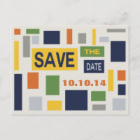 Pop Art Abstrakt Save the Date Postkarte - Blau