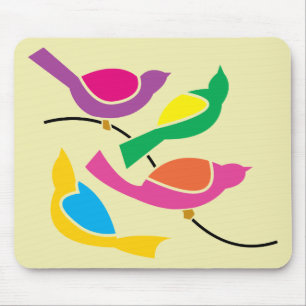 Pop Art Abstrakter Lied Vögel Mousepad