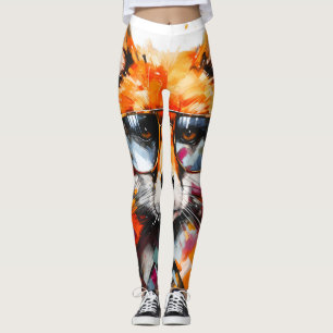 Pop-Art-Abstraktes-Tier-Fuchs-Sonnenbrille-Porträt Leggings