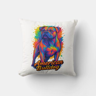 Pop Art American Bulldog - Lebhafter Neon Dog Kissen