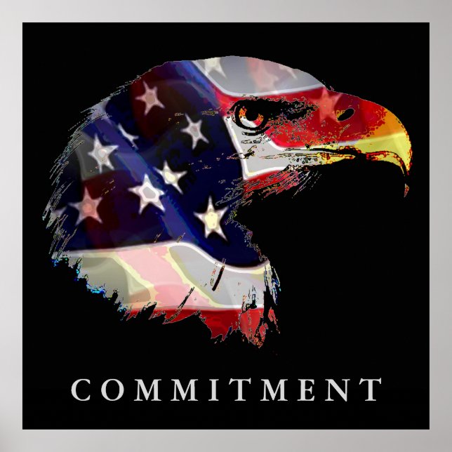 Pop Art American Flag Adler Commitment Poster (Vorne)