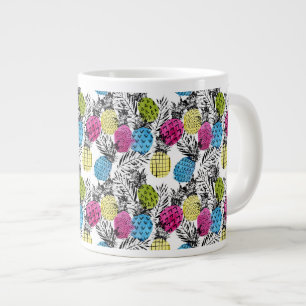 Pop Art Ananas und Palmen Blätter Jumbo-Tasse