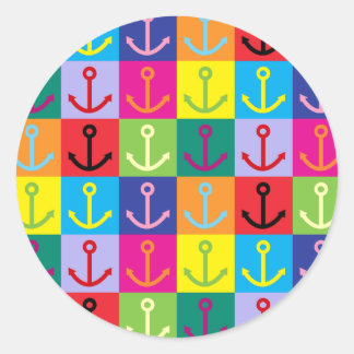 Pop Art Anchor Runder Aufkleber