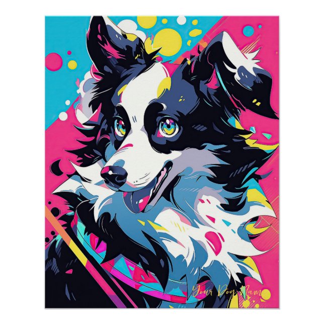 Pop Art Anime Border Collie Dog 004 - Victoria Sas Poster (Vorderseite)