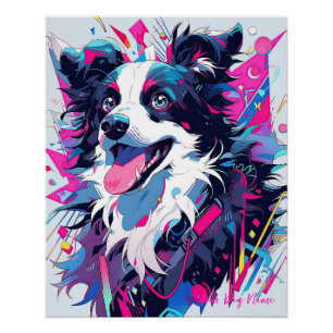 Pop Art Anime Border Collie Dog 005 - Victoria Sas Poster
