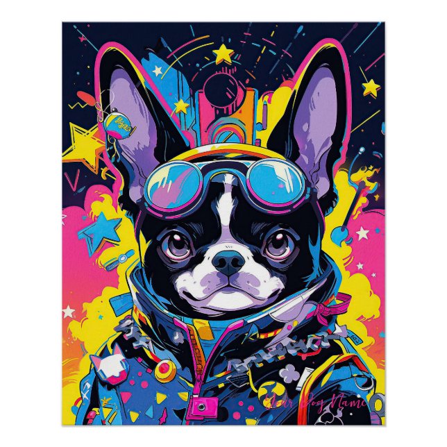 Pop Art Anime Boston Terrier Dog 001 - Victoria Sa Poster (Vorderseite)