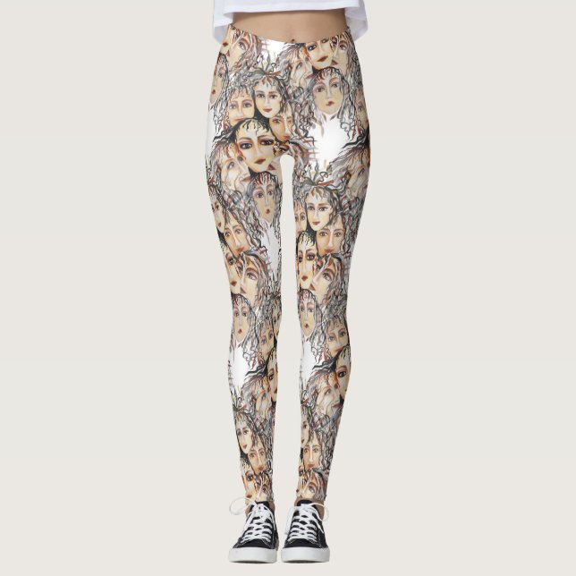 Pop Art Anime Muster mit femininen Elementen Leggings (Vorderseite)