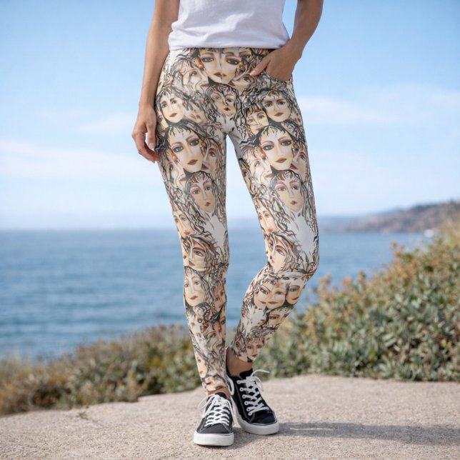 Pop Art Anime Muster mit femininen Elementen Leggings (Von Creator hochgeladen)