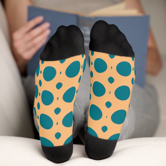 Pop Art Aquamarin Polka Dots Socken (Unterseite)