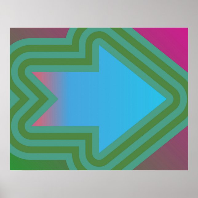 Pop Art Arrow rechts grün über blau Poster (Vorne)