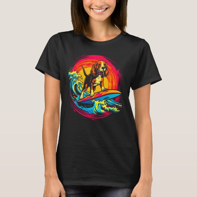 Pop Art Artist Design Beagle Dog Surf T-Shirt (Vorderseite)