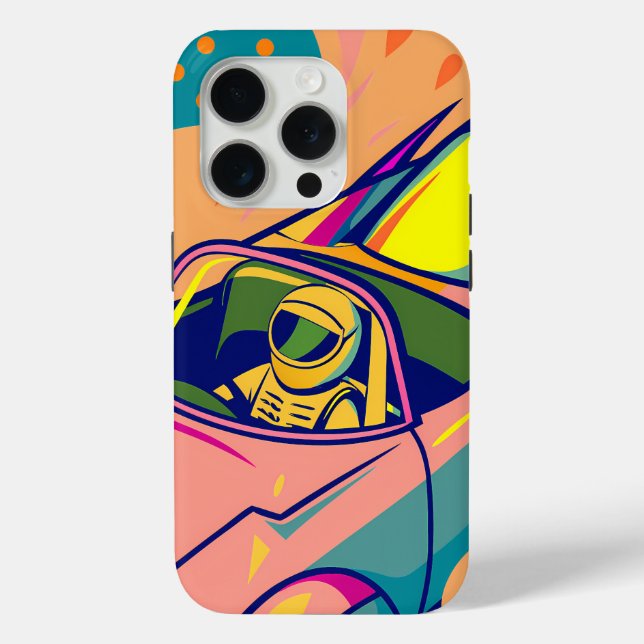 Pop Art Astronaut Driving Rocket Car Case-Mate iPhone Hülle (Rückseite)