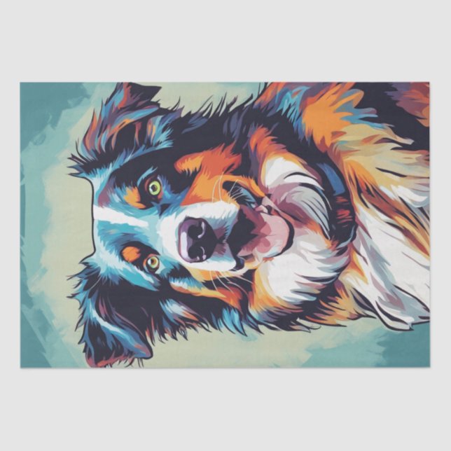 Pop Art: Australian Shepherd Decoupage Seidenpapier (Vorderseite)